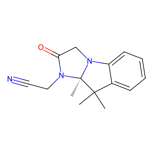 2-[(3aR)-3a,4,4-trimethyl-2-oxo-1H-imidazo[1,2-a]indol-3-yl]acetonitrile structure