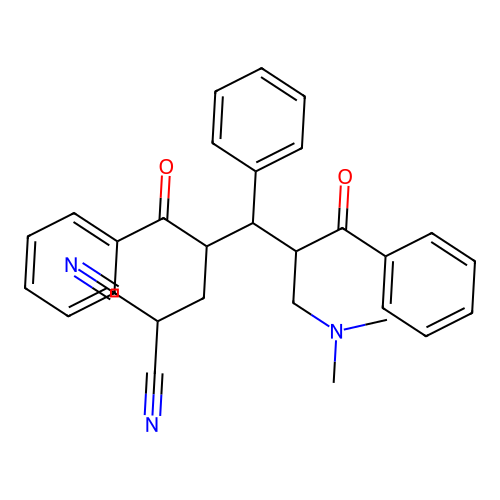 {4-[(dimethylamino)methyl]-5-oxo-3,5-diphenyl-2-(phenylcarbonyl)pentyl}propanedinitrile structure