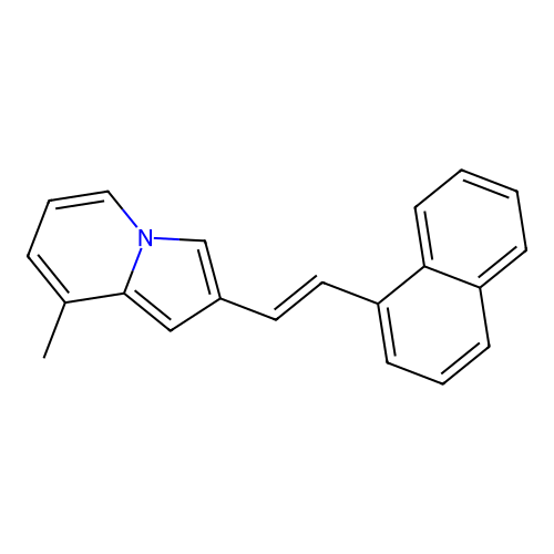 8-Methyl-2-[(E)-2-(naphthalen-1-yl)ethenyl]indolizine structure