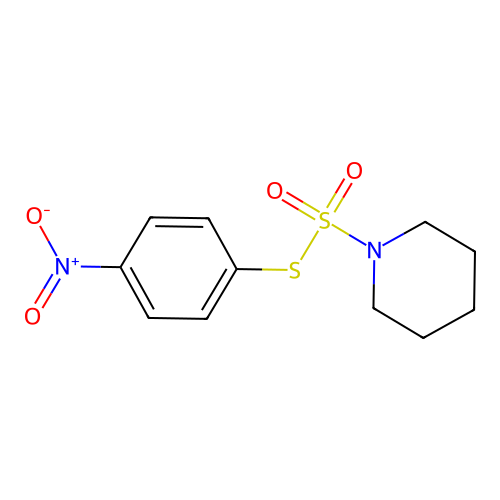 S-(4-nitrophenyl) piperidine-1-sulfonothioate structure