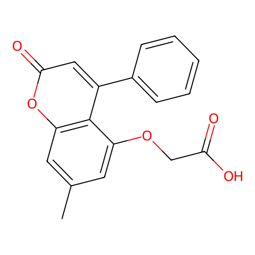 [(7-methyl-2-oxo-4-phenyl-2H-chromen-5-yl)oxy]acetic acid structure