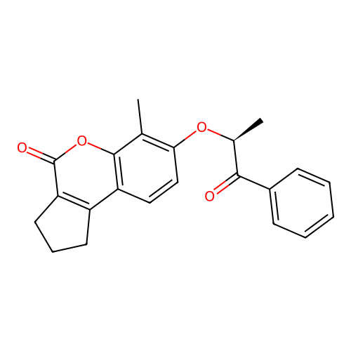 6-methyl-7-((1-oxo-1-phenylpropan-2-yl)oxy)-2,3-dihydrocyclopenta[c]chromen-4(1H)-one structure