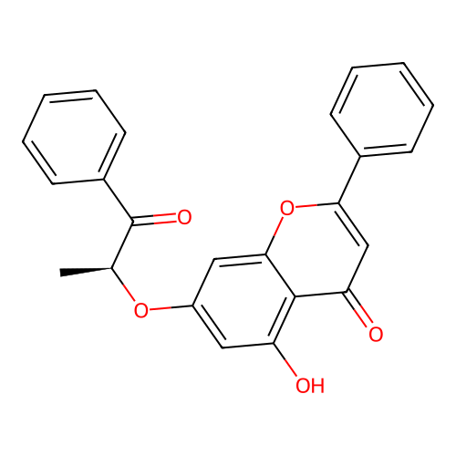 5-hydroxy-7-((1-oxo-1-phenylpropan-2-yl)oxy)-2-phenyl-4H-chromen-4-one structure