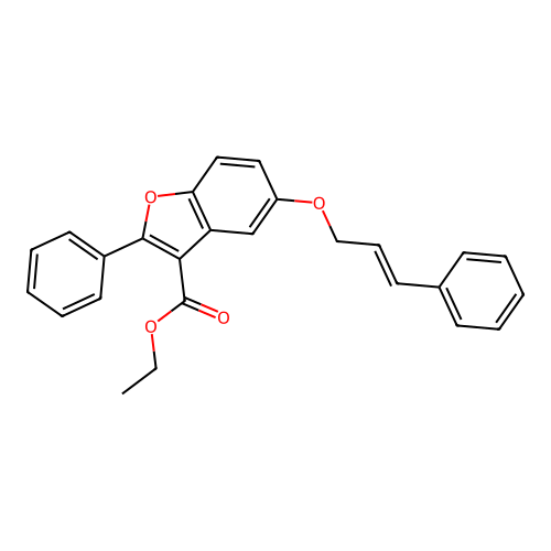 ethyl 2-phenyl-5-{[(2E)-3-phenylprop-2-en-1-yl]oxy}-1-benzofuran-3-carboxylate structure