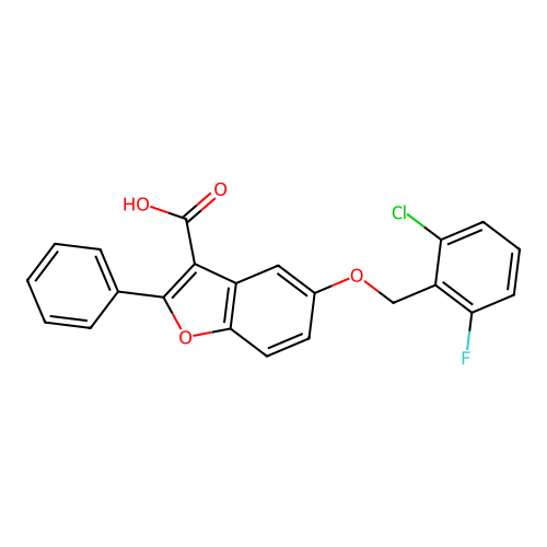 5-[(2-Chloro-6-fluorobenzyl)oxy]-2-phenyl-1-benzofuran-3-carboxylic acid structure