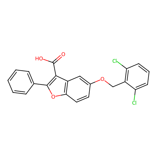 5-[(2,6-Dichlorophenyl)methoxy]-2-phenylbenzo[b]furan-3-carboxylic acid structure