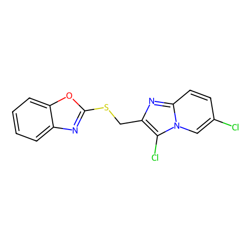 2-{[(3,6-Dichloroimidazo[1,2-a]pyridin-2-yl)methyl]sulfanyl}-1,3-benzoxazole structure