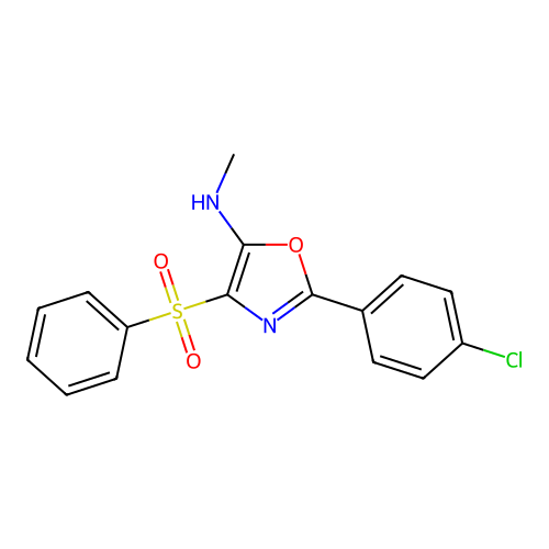 2-(4-chlorophenyl)-N-methyl-4-(phenylsulfonyl)-5-Oxazolamine structure