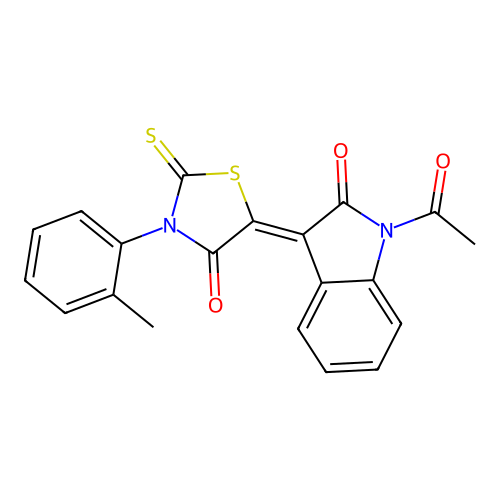 (Z)-5-(1-acetyl-2-oxoindolin-3-ylidene)-2-thioxo-3-(o-tolyl)thiazolidin-4-one structure