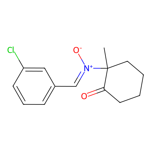 2-[(Z)-(3-chlorobenzylidene)(oxido)-lambda~5~-azanyl]-2-methylcyclohexanone structure
