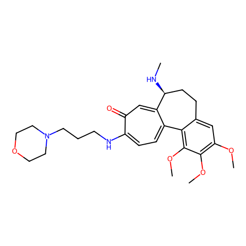 (7S)-1,2,3-trimethoxy-7-(methylamino)-10-(3-morpholin-4-ylpropylamino)-6,7-dihydro-5H-benzo[a]heptalen-9-one structure