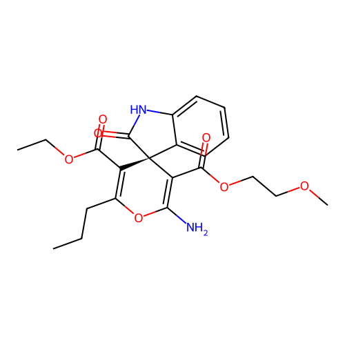 (S)-5'-ethyl 3'-(2-methoxyethyl) 2'-amino-2-oxo-6'-propylspiro[indoline-3,4'-pyran]-3',5'-dicarboxylate structure
