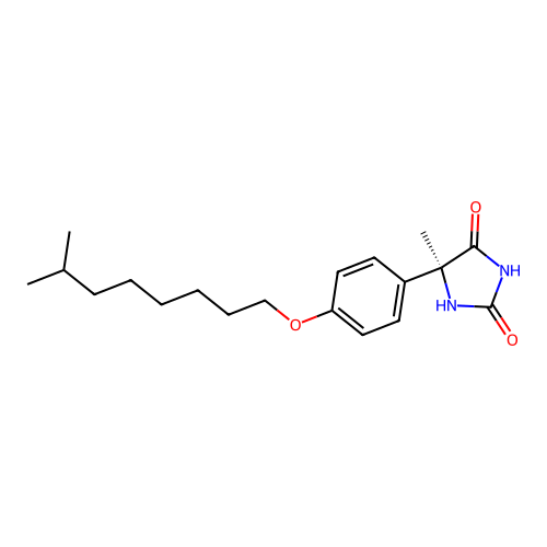 (5S)-5-methyl-5-{4-[(7-methyloctyl)oxy]phenyl}imidazolidine-2,4-dione structure