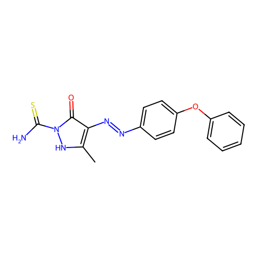 3-methyl-5-oxo-4-[(4-phenoxyphenyl)hydrazinylidene]pyrazole-1-carbothioamide structure