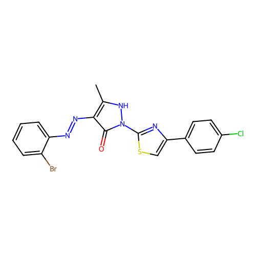 4-[(2-bromophenyl)hydrazono]-2-[4-(4-chlorophenyl)-1,3-thiazol-2-yl]-5-methyl-2,4-dihydro-3H-pyrazol-3-one structure