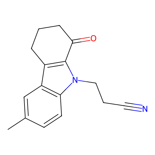 3-(6-methyl-1-oxo-1,2,3,4-tetrahydro-9H-carbazol-9-yl)propanenitrile structure