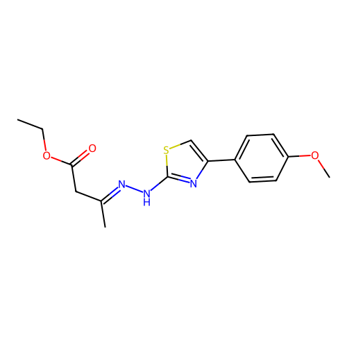 Butanoic acid, 3-[4-(4-methoxyphenyl)-2-thiazolylhydrazono]-, ethyl ester structure