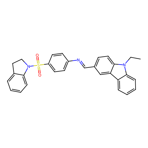 4-(2,3-dihydro-1H-indol-1-ylsulfonyl)-N-[(9-ethyl-9H-carbazol-3-yl)methylene]aniline structure