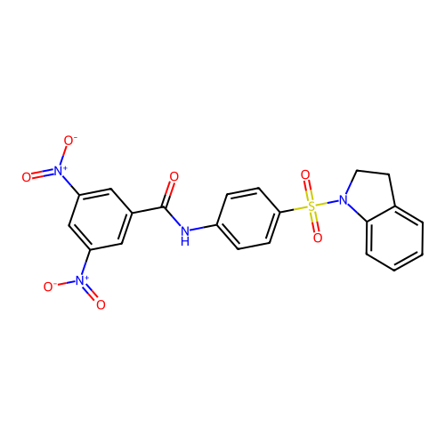 N-[4-(2,3-dihydro-1H-indol-1-ylsulfonyl)phenyl]-3,5-dinitrobenzamide structure