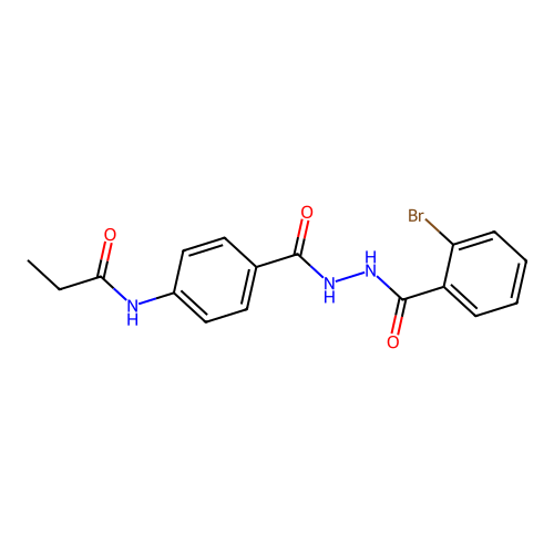 N-(4-{N-[(2-bromophenyl)carbonylamino]carbamoyl}phenyl)propanamide structure