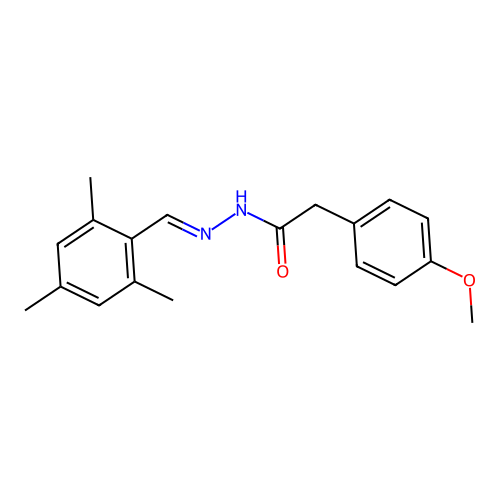 2-(4-methoxyphenyl)-N'-[(E)-(2,4,6-trimethylphenyl)methylidene]acetohydrazide structure