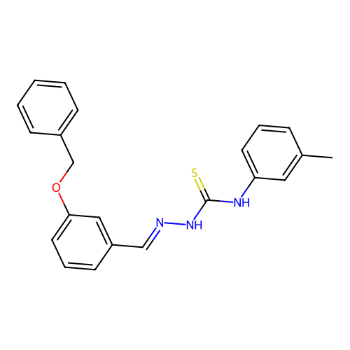 3-(benzyloxy)benzaldehyde N-(3-methylphenyl)thiosemicarbazone structure