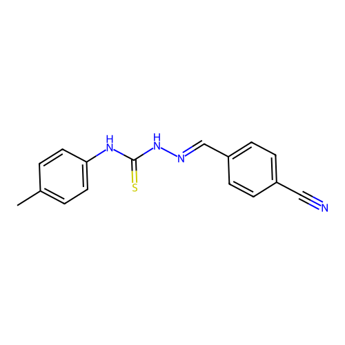 (2E)-2-(4-cyanobenzylidene)-N-(4-methylphenyl)hydrazinecarbothioamide structure