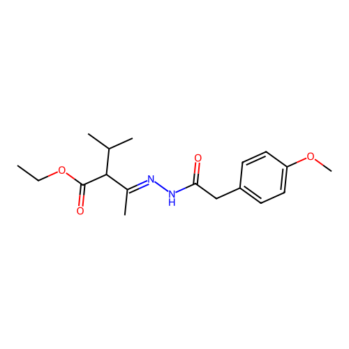 ethyl 2-isopropyl-3-{[(4-methoxyphenyl)acetyl]hydrazono}butanoate structure