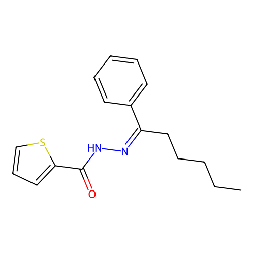 N'-(1-phenylhexylidene)-2-thiophenecarbohydrazide structure