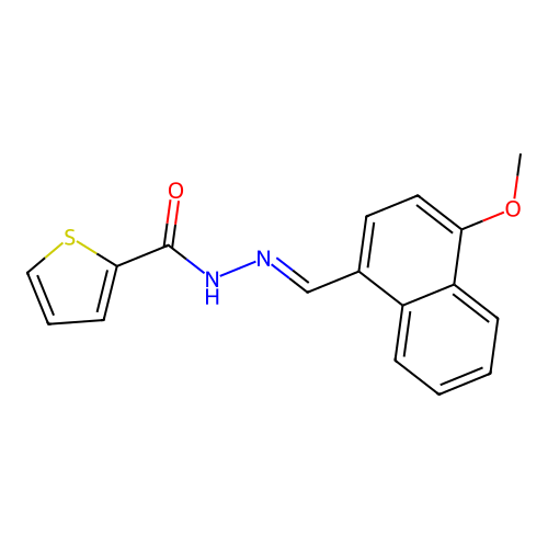 N'-[(4-methoxy-1-naphthyl)methylene]-2-thiophenecarbohydrazide structure