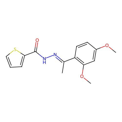 N'-[1-(2,4-dimethoxyphenyl)ethylidene]-2-thiophenecarbohydrazide structure