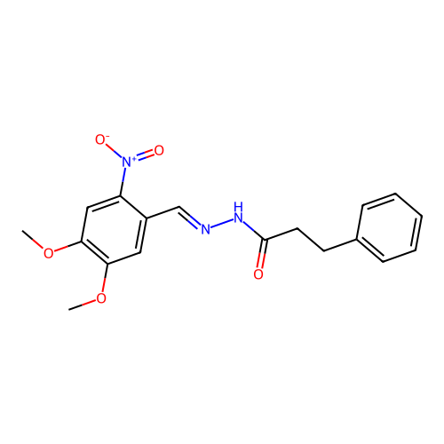 N'-(4,5-dimethoxy-2-nitrobenzylidene)-3-phenylpropanohydrazide structure