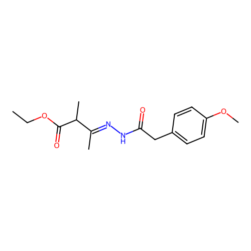 ethyl (3E)-3-[[2-(4-methoxyphenyl)acetyl]hydrazinylidene]-2-methylbutanoate structure
