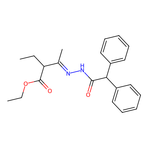 ethyl (3E)-3-[2-(diphenylacetyl)hydrazinylidene]-2-ethylbutanoate structure