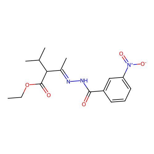 ethyl 2-isopropyl-3-[(3-nitrobenzoyl)hydrazono]butanoate structure