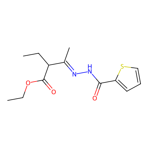 Ethyl 2-ethyl-3-[(2-thienylcarbonyl)hydrazono]butanoate structure
