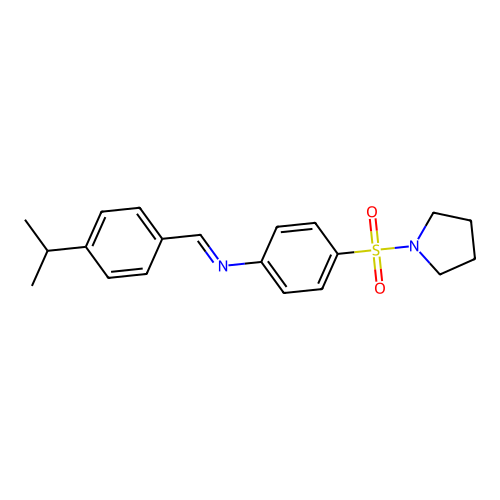 N-(4-isopropylbenzylidene)-4-(1-pyrrolidinylsulfonyl)aniline structure