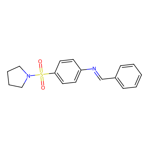 N-benzylidene-4-(1-pyrrolidinylsulfonyl)aniline structure