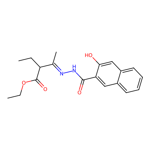 ethyl (3E)-2-ethyl-3-[(3-hydroxynaphthalene-2-carbonyl)hydrazinylidene]butanoate structure