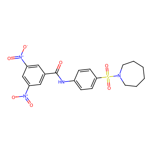N-[4-(1-azepanylsulfonyl)phenyl]-3,5-dinitrobenzamide structure