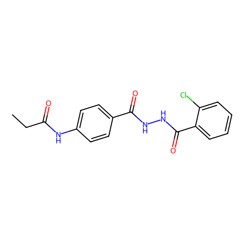 N-(4-{[2-(2-chlorobenzoyl)hydrazino]carbonyl}phenyl)propanamide structure