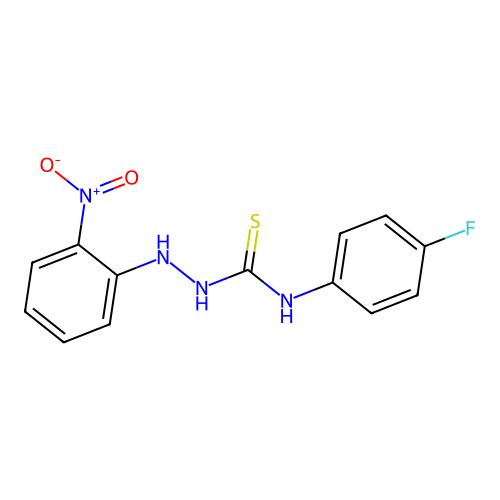 N-(4-fluorophenyl)-2-(2-nitrophenyl)hydrazinecarbothioamide structure