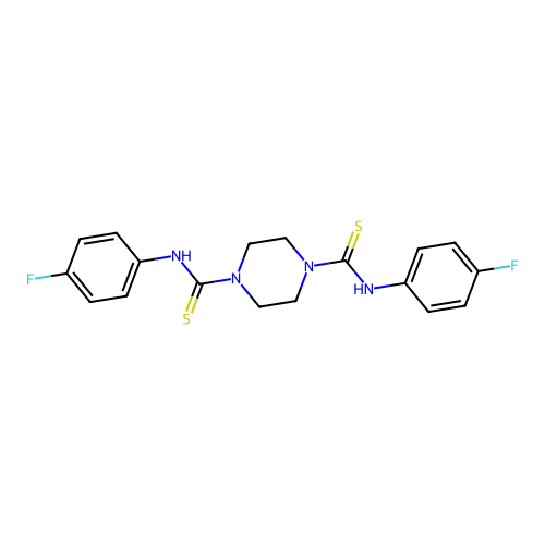 N,N'-bis(4-fluorophenyl)-1,4-piperazinedicarbothioamide structure
