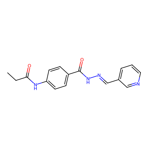 N-(4-{[2-(3-pyridinylmethylene)hydrazino]carbonyl}phenyl)propanamide structure