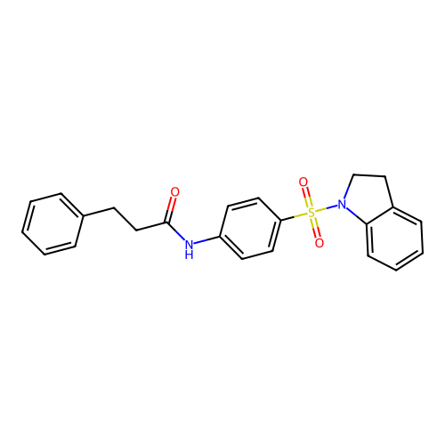 N-[4-(2,3-dihydro-1H-indol-1-ylsulfonyl)phenyl]-3-phenylpropanamide structure
