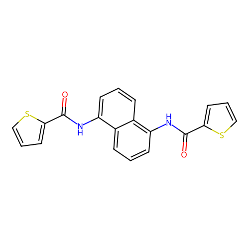 N,N'-1,5-naphthalenediyldi(2-thiophenecarboxamide) structure
