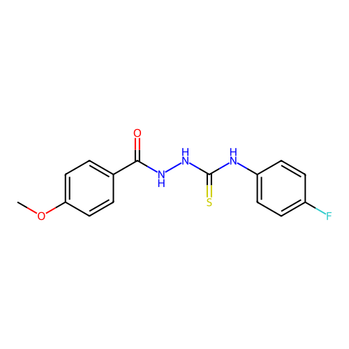 N-(4-fluorophenyl)-2-(4-methoxybenzoyl)hydrazinecarbothioamide structure