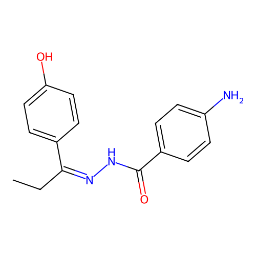 4-Amino-N'-[(E)-1-(4-hydroxyphenyl)propylidene]benzohydrazide structure