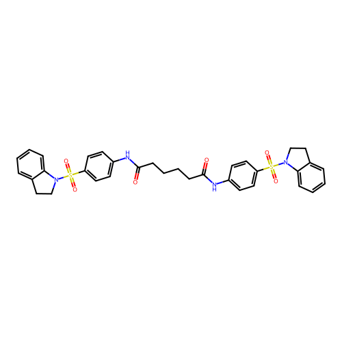 N,N'-bis[4-(2,3-dihydro-1H-indol-1-ylsulfonyl)phenyl]hexanediamide structure