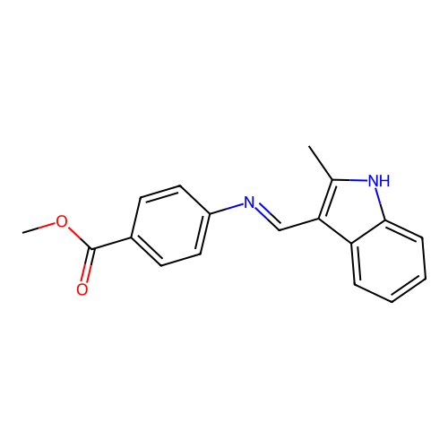 methyl 4-{[(2-methyl-1H-indol-3-yl)methylene]amino}benzoate structure